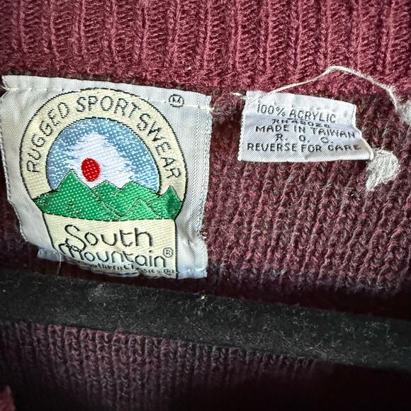 Vintage South Mountain Mens Sweater Sz 2X Burgundy Gray Blue - Picture 6 of 9